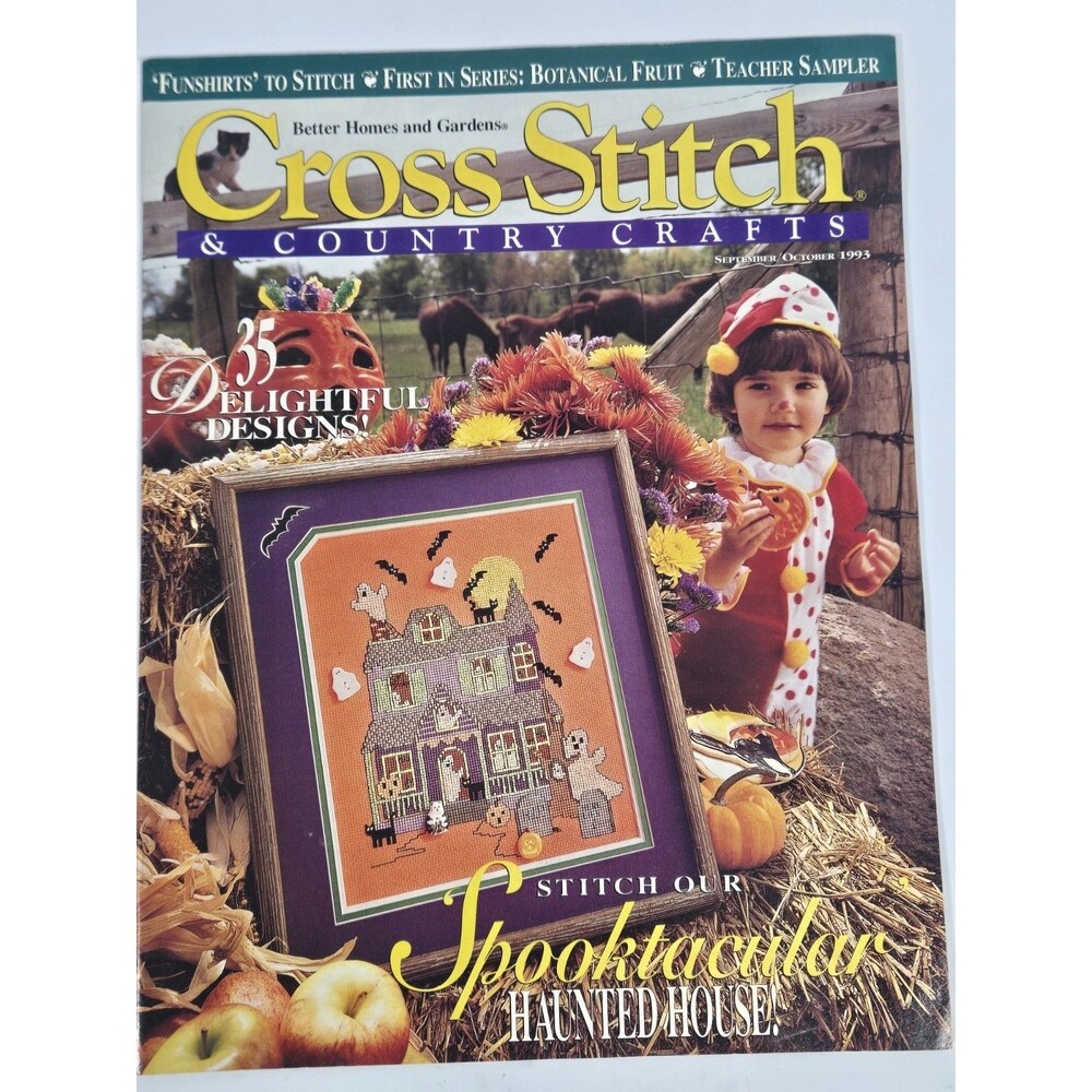 Cross Stitch & Country Crafts Sept/Oct 1993 Halloween Haunted House Patterns